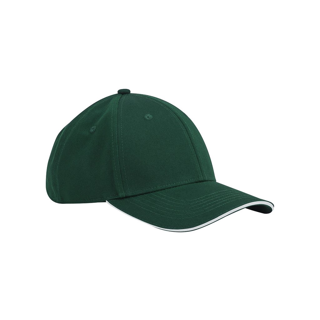 [BBB820C-12B95] Earthaware® classic organic cotton 6 panel cap sandwich peak (Bottle Green/White)