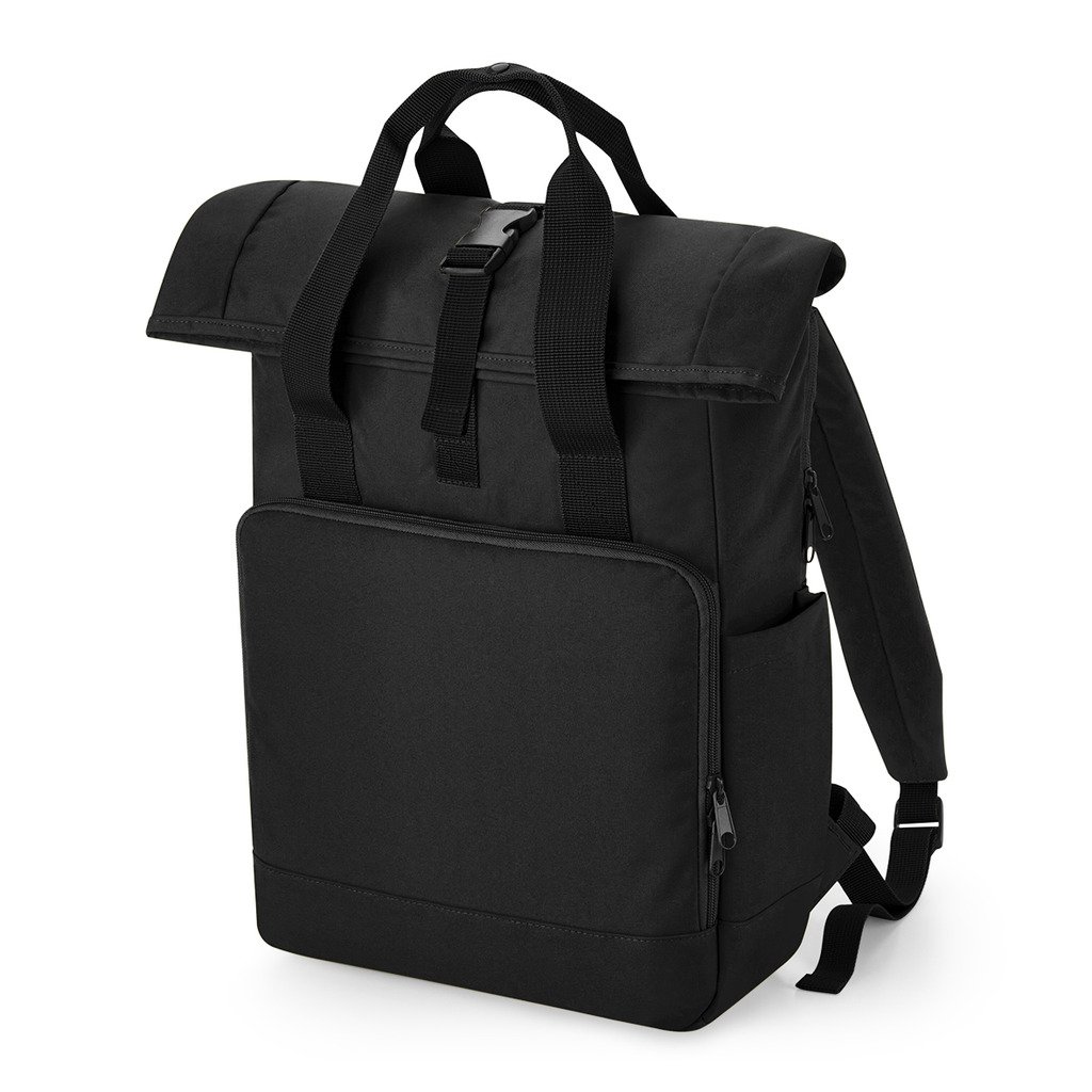 [BBG118L-11R95] Recycled Twin Handle RollTop Laptop Backpack (Black)