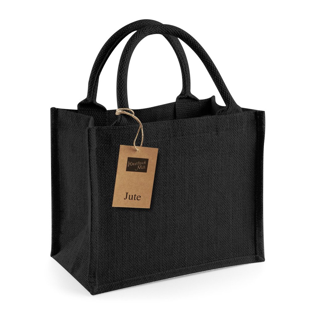 [BBW412-11S95] Jute Mini Gift Bag (Black/Black)