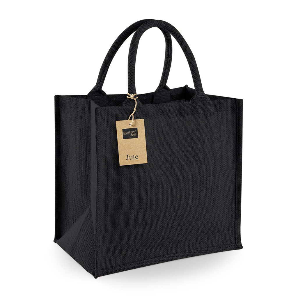 [BBW413-11S95] Jute Midi Tote (Black/Black)
