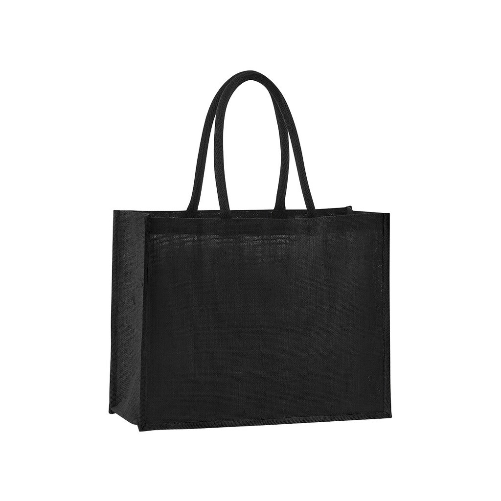 [BBW470-10R95] Natural starched jute classic shopper (Black/Black)