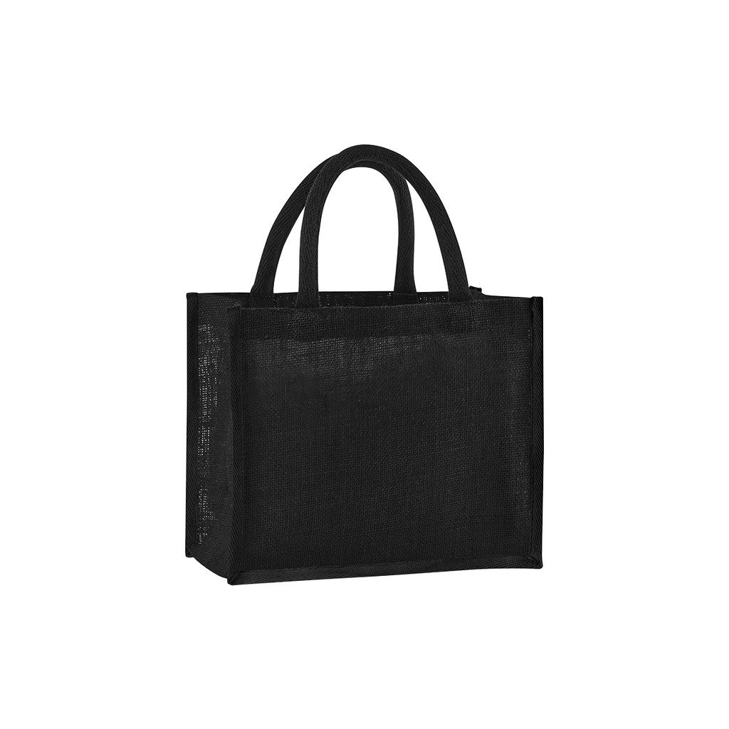 [BBW473-10R95] Natural starched jute midi tote (Black/Black)